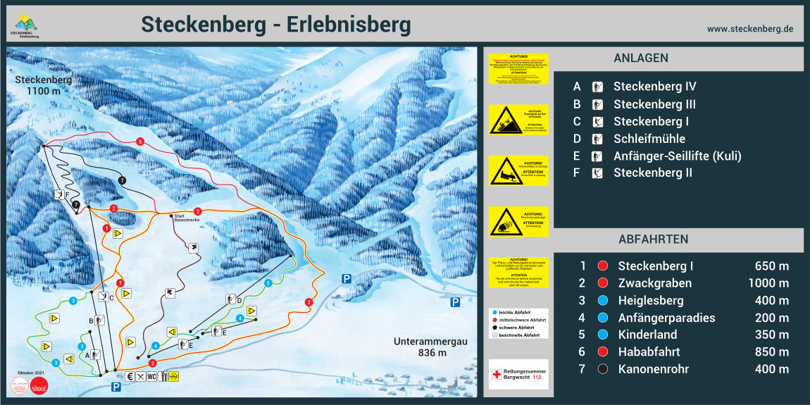 Pistenplan Skigebiet Steckenberg Unterammergau